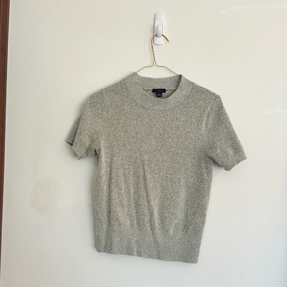 Woven Short Sleeve Sweater Tee Ann Taylor XS - Picture 1 of 4